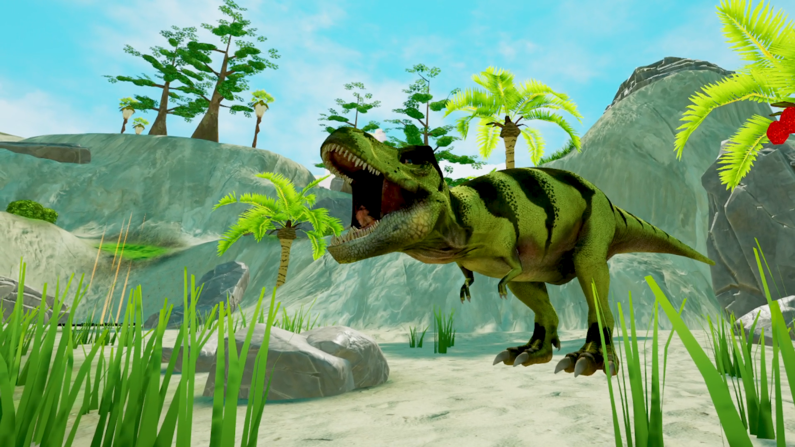 Tyrannosaurus rex at full scale in mixed reality
