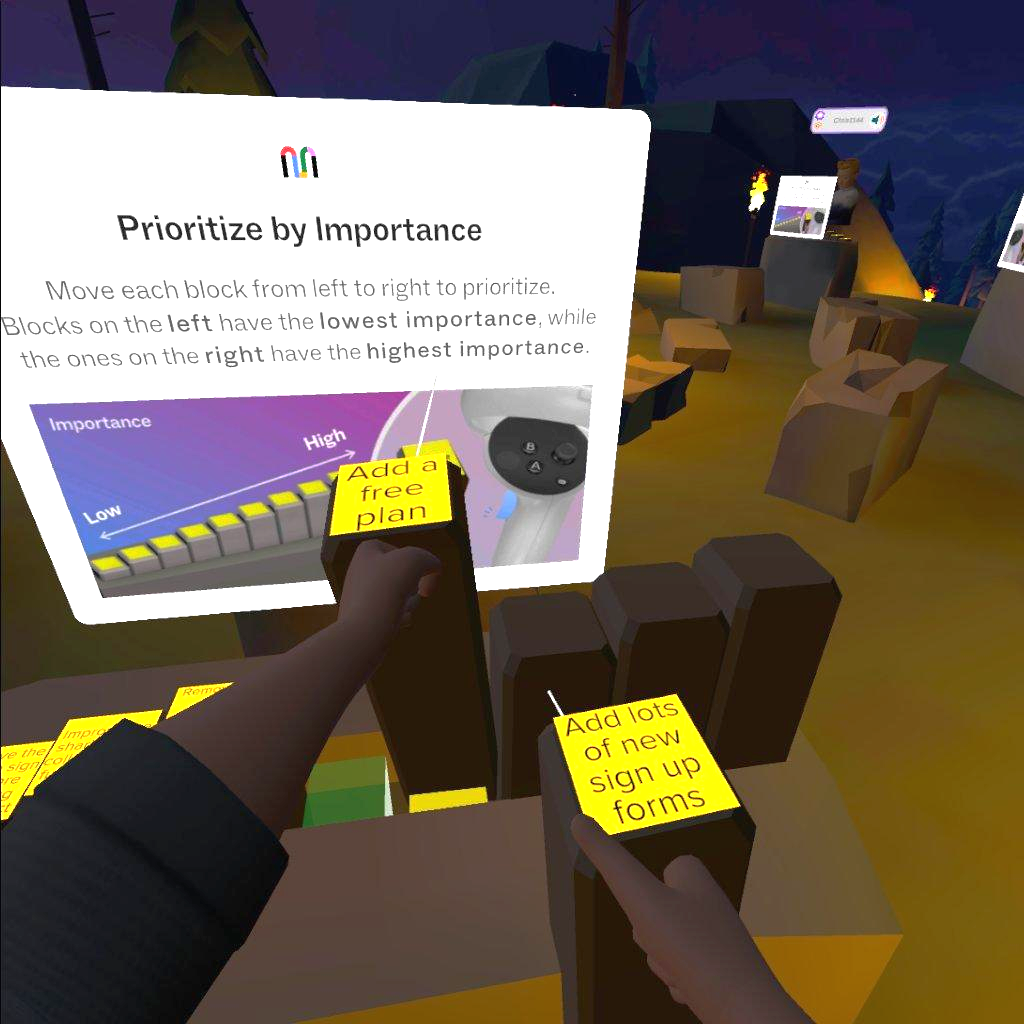 Rock Ranking — collaborative priority matrix in a purpose-built VR environment